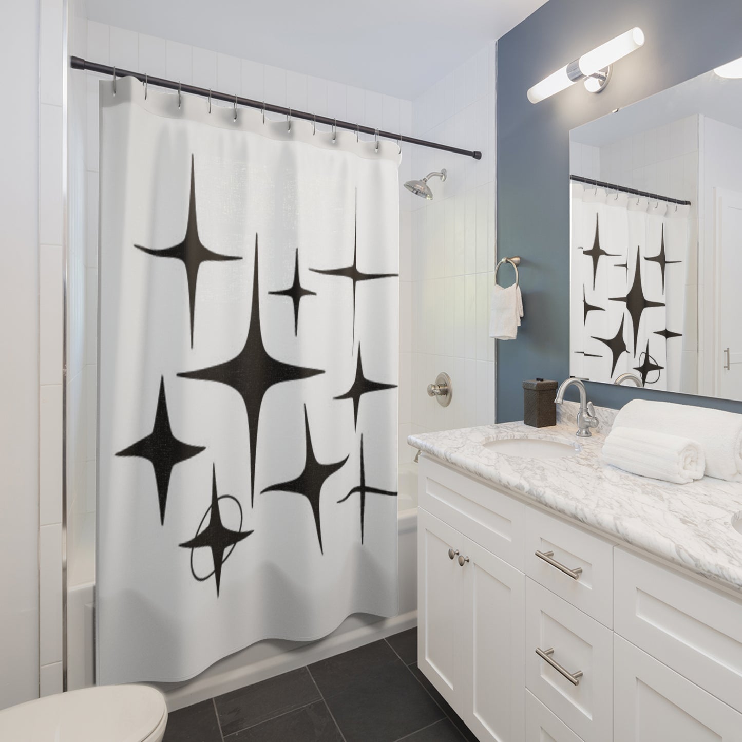 retro stars Shower Curtains