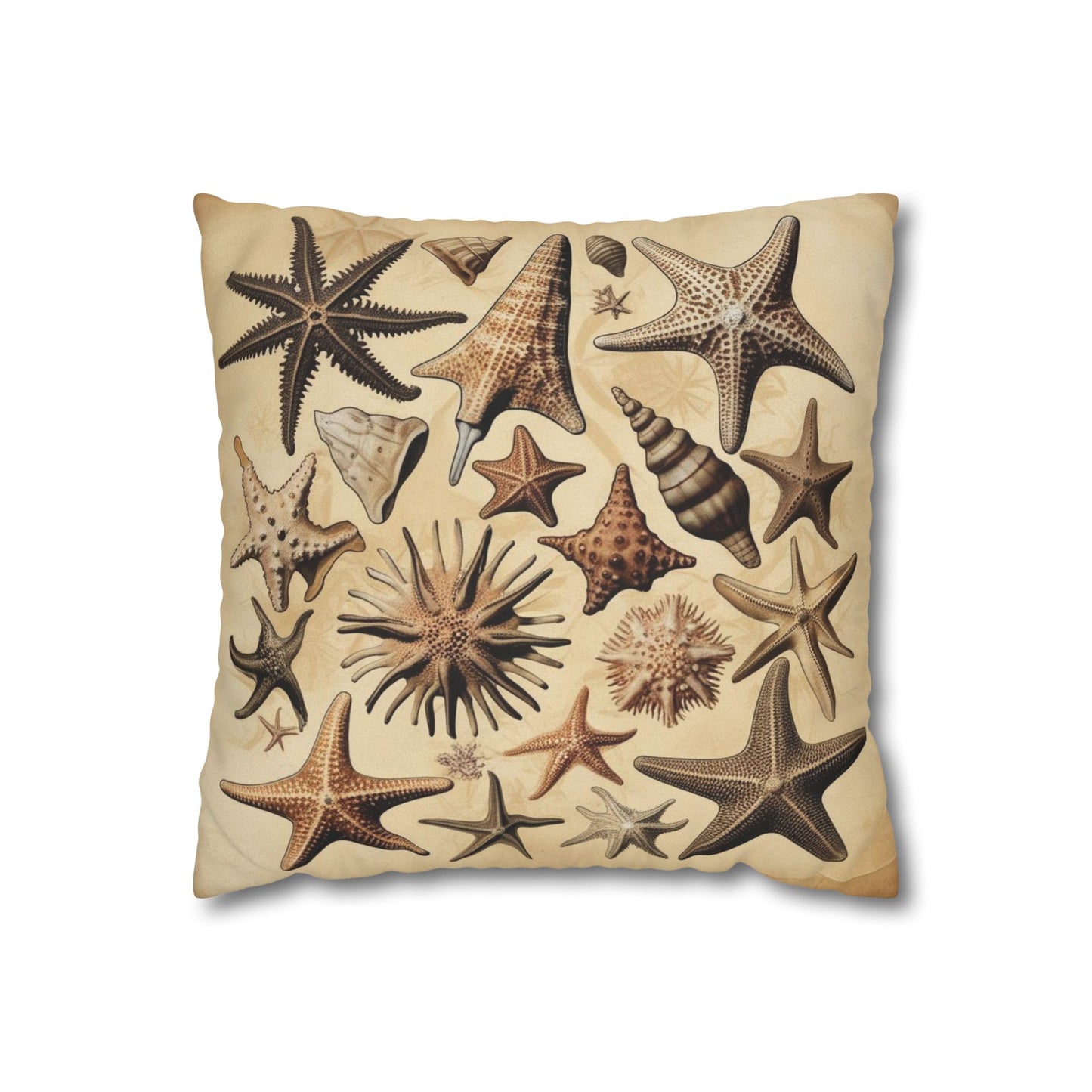 Vintage Starfish and seashells Canvas Pillow cover
