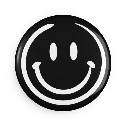 Black Smiley Face Button Magnet