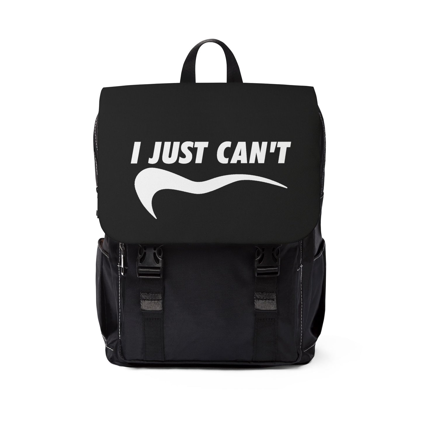 I just can't black Unisex Casual Shoulder Backpack