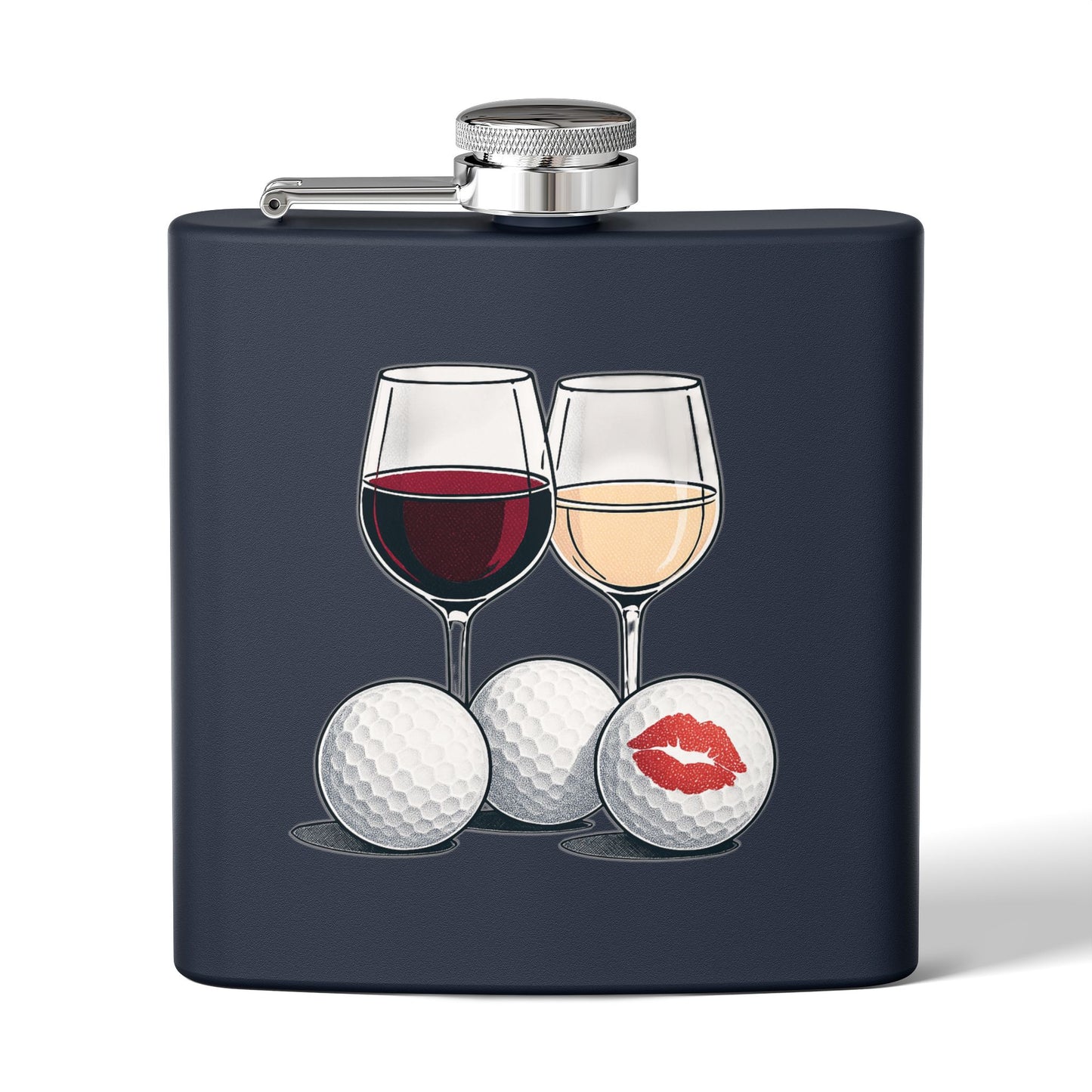 Golf Wine Lips Sleek Stainless Steel Flask