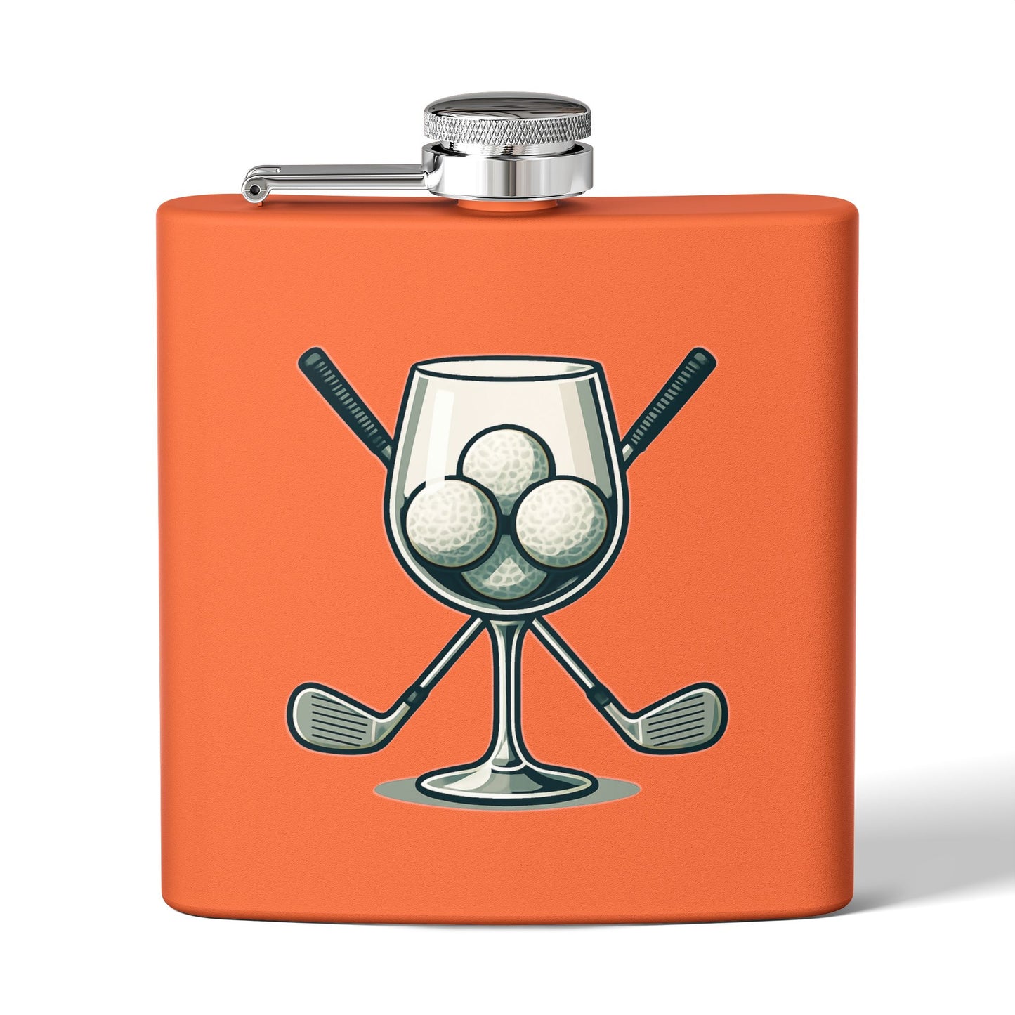 Golf Clubs and Wine Sleek Stainless Steel Flask