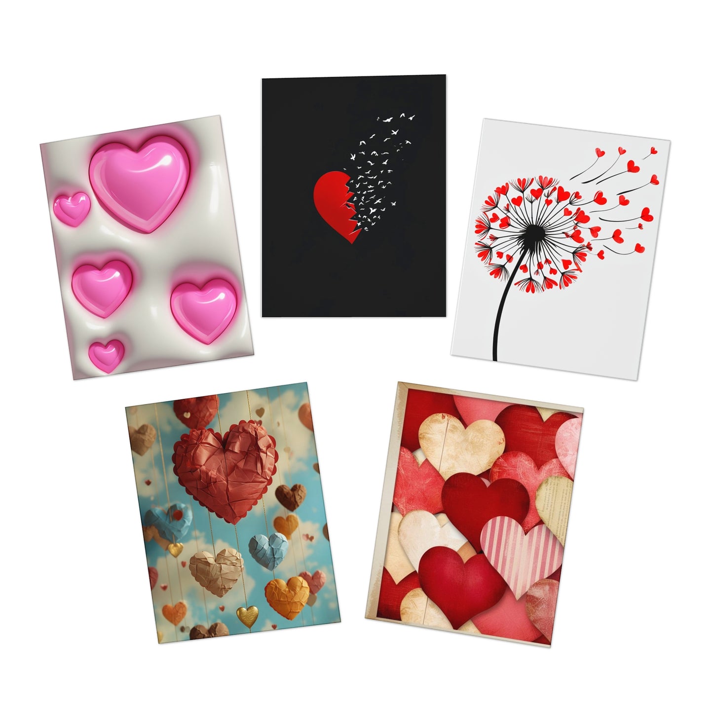 hearts Greeting Cards (5-Pack)