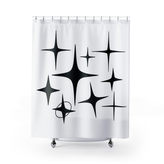 retro stars Shower Curtains