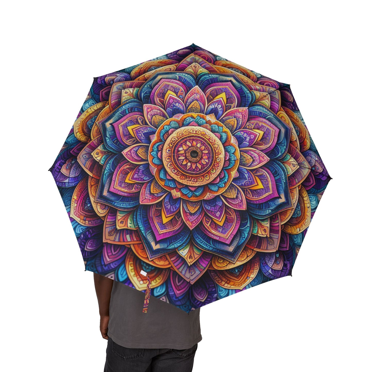 colorful Mandala Umbrella - Semi-Automatic Foldable Design