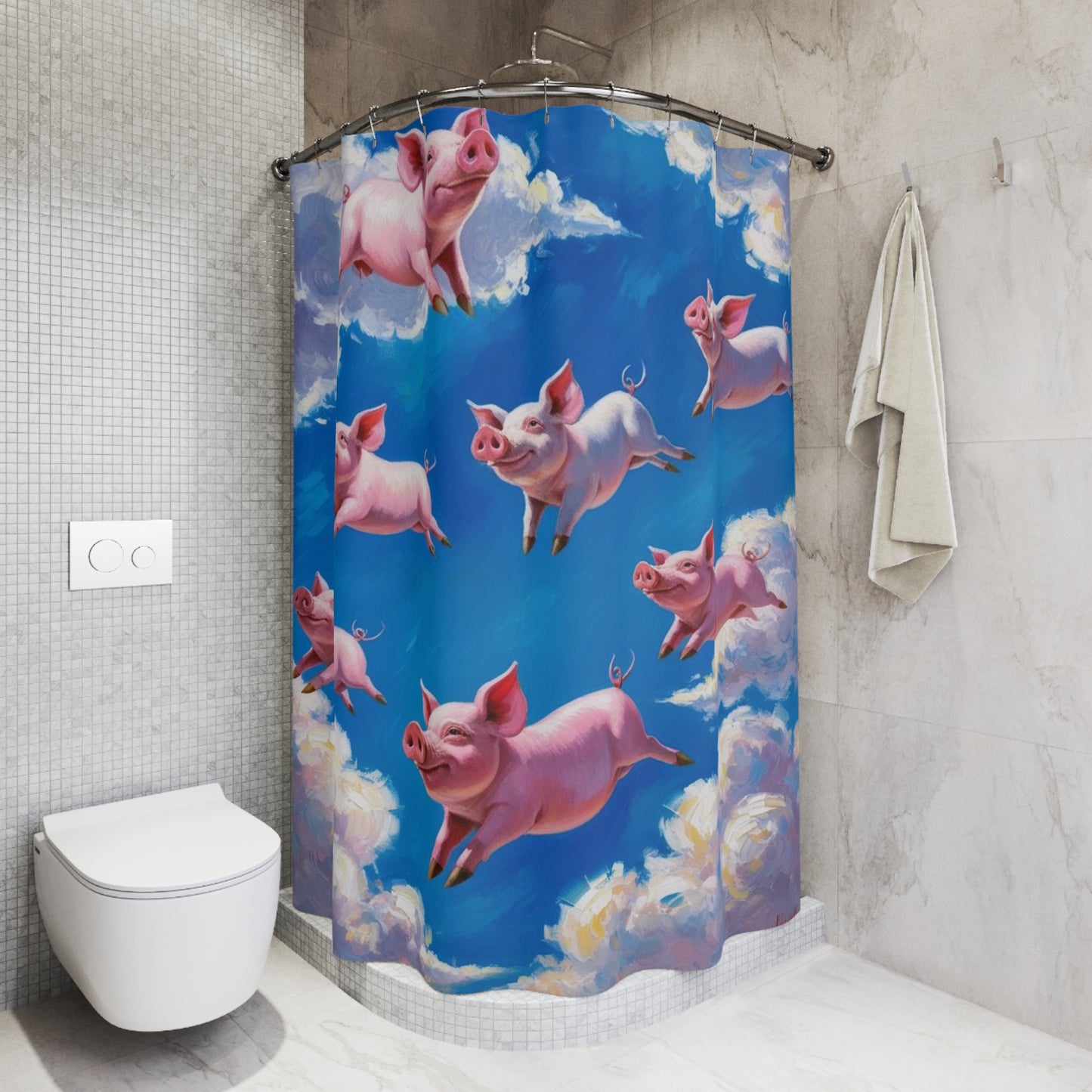 flying pigs Shower Curtains