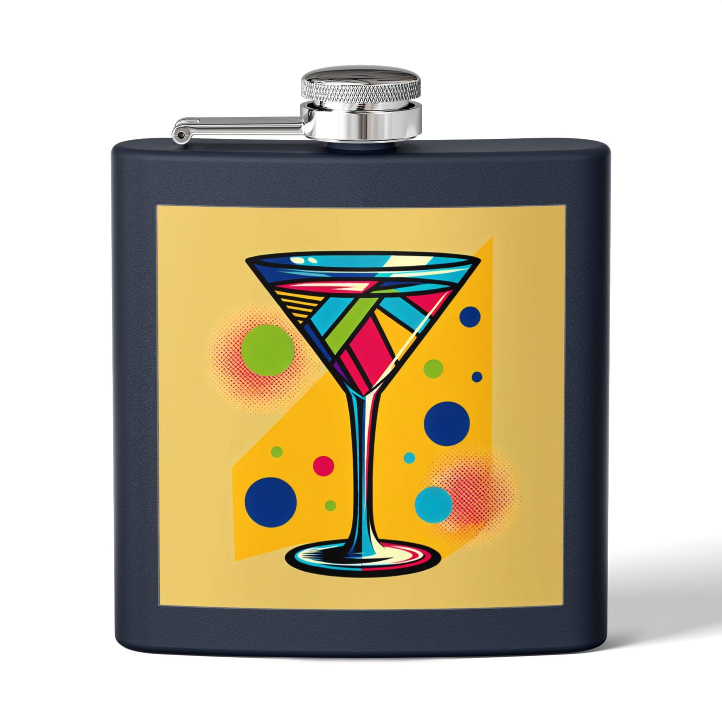 Pop Art Martini Glass Sleek Stainless Steel Flask