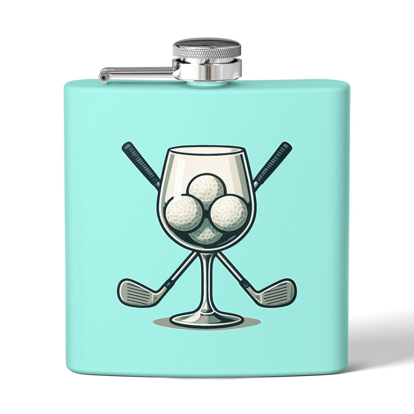 Golf Clubs and Wine Sleek Stainless Steel Flask