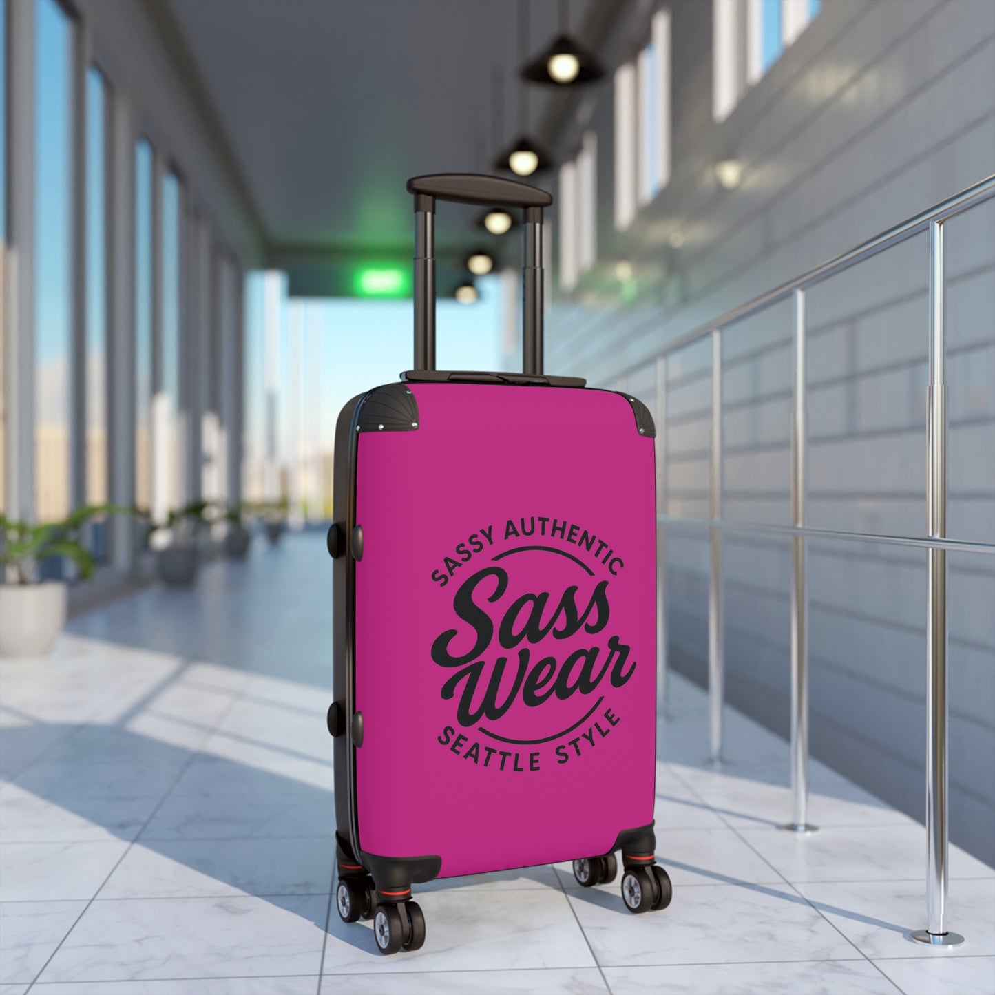Hot pink Sass Gear Travel Suitcase
