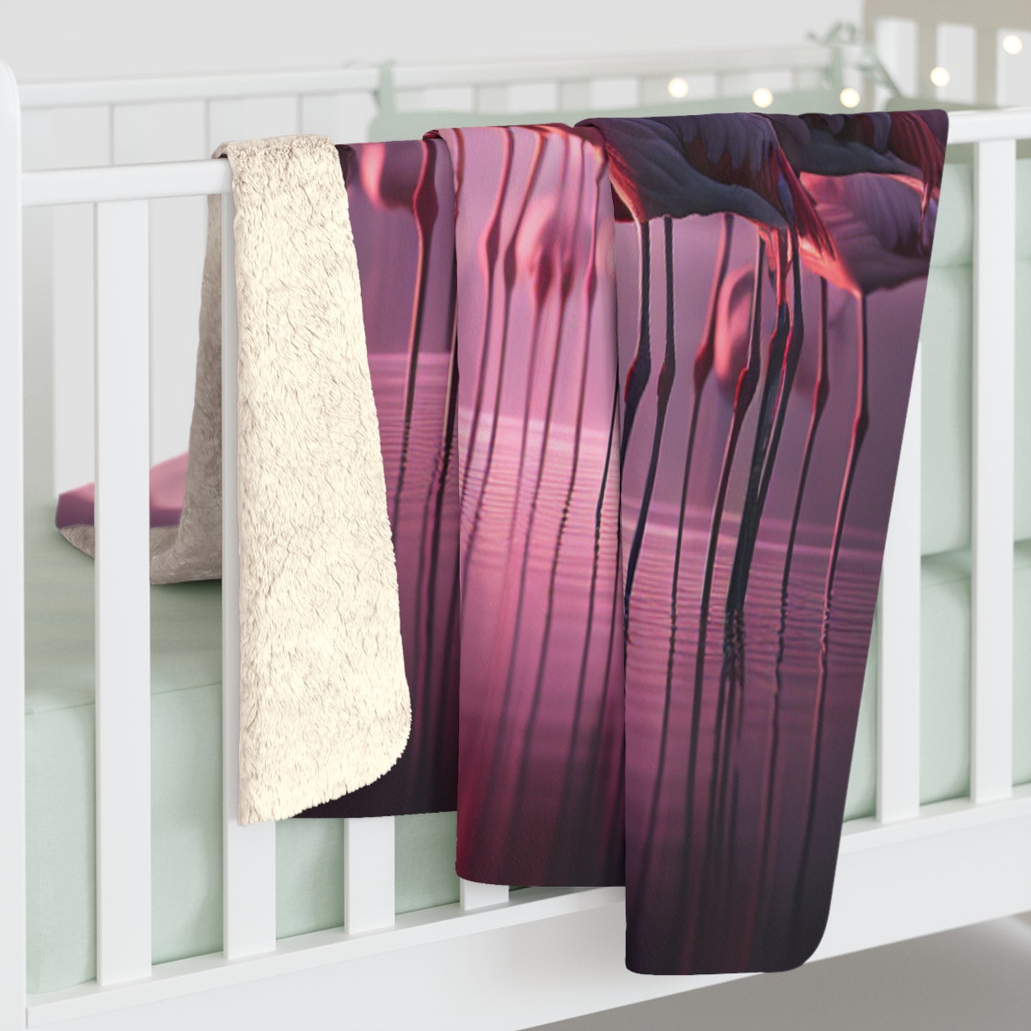Pink Flamingo Sherpa Fleece Blanket