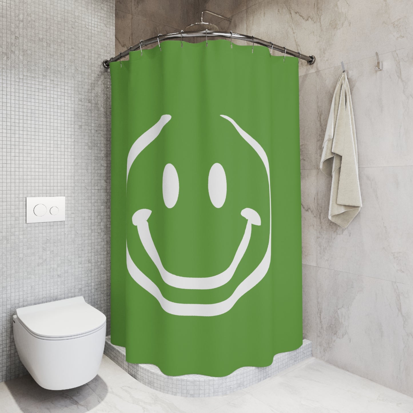 green with white Shower Curtains