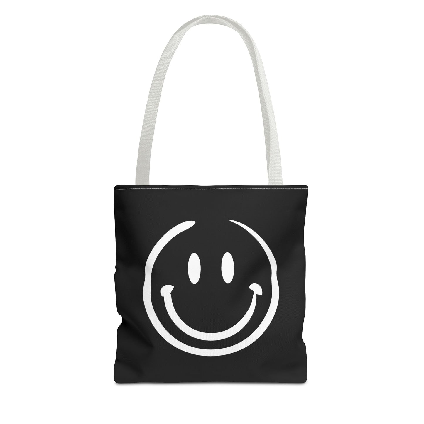 black with white smiley face Tote Bag