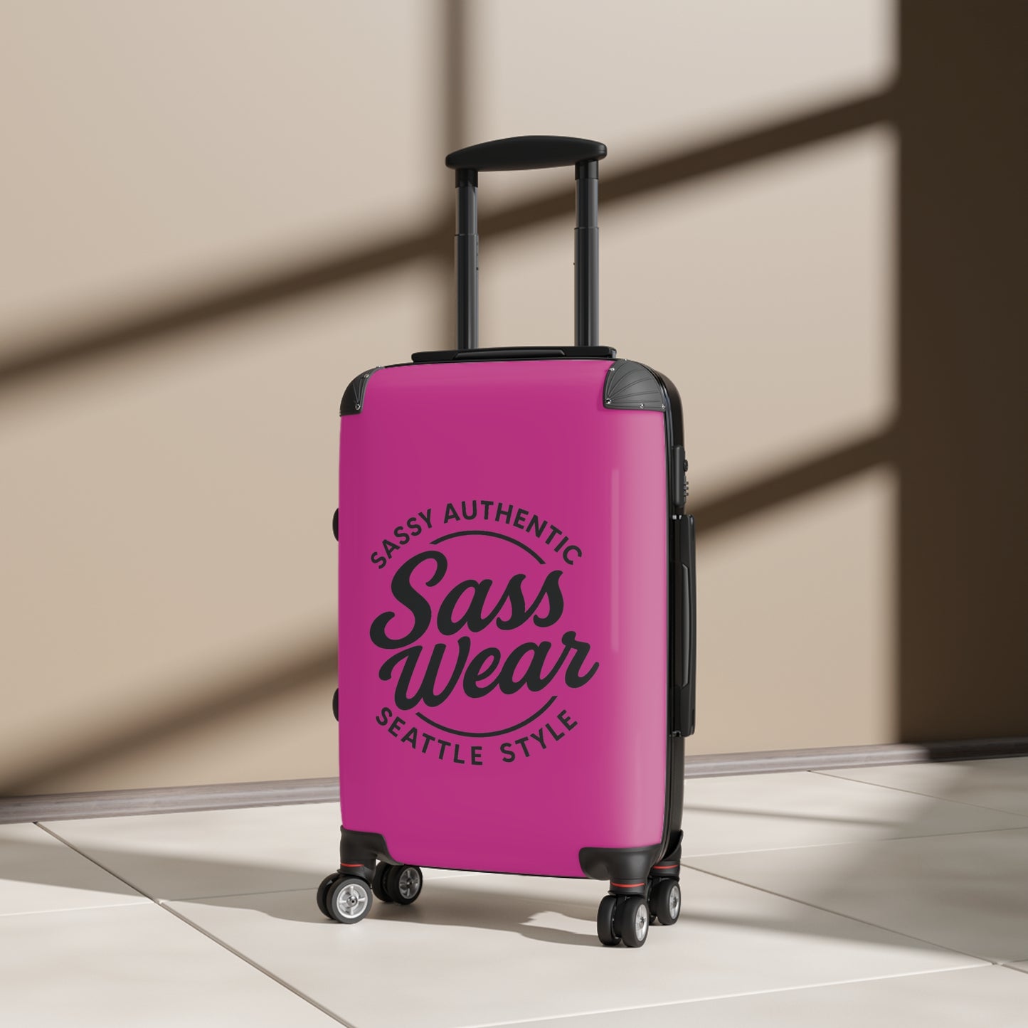 Hot pink Sass Gear Travel Suitcase
