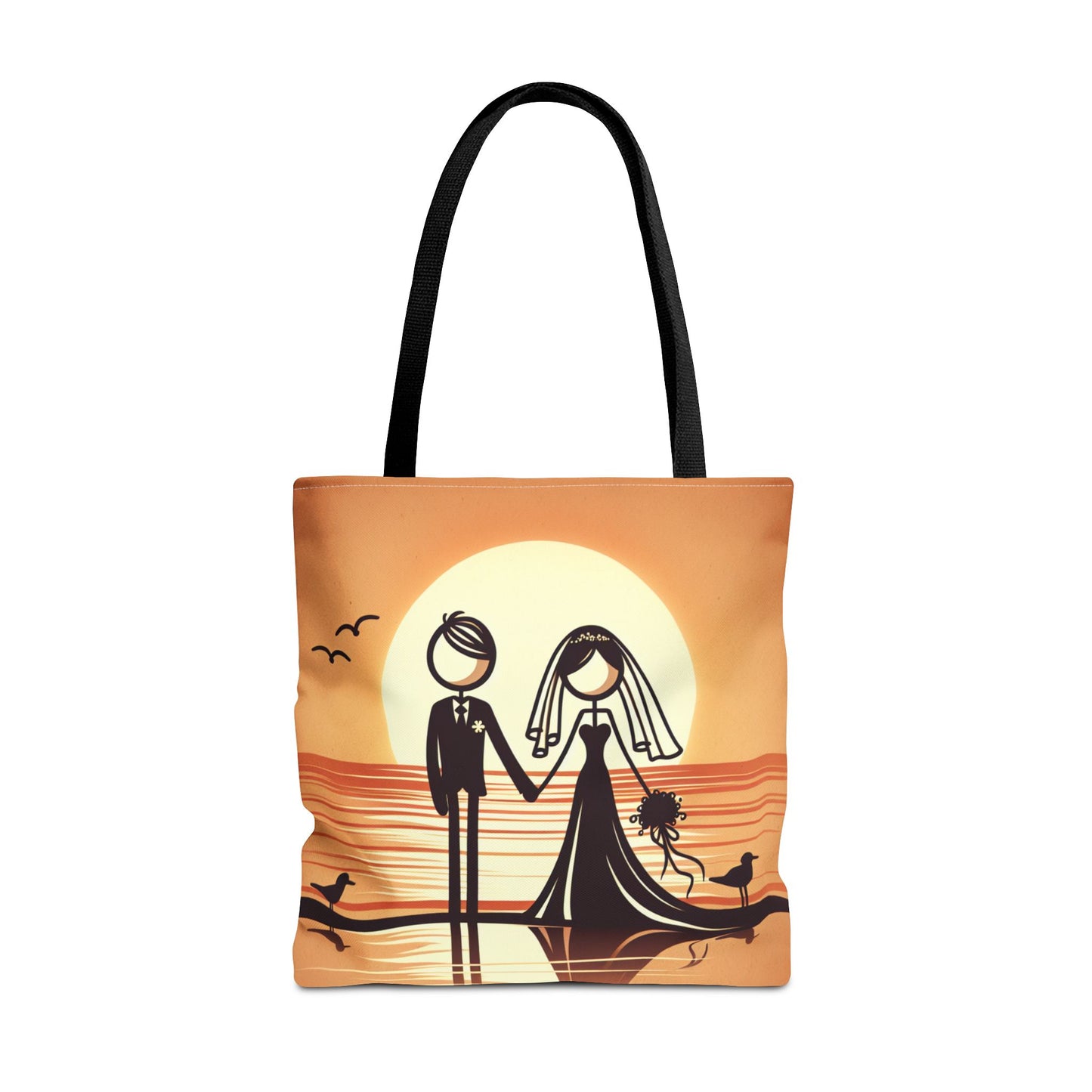 bride and groom on the beach Tote Bag