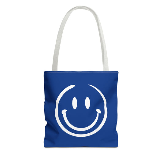 navy with white smiley face Tote Bag