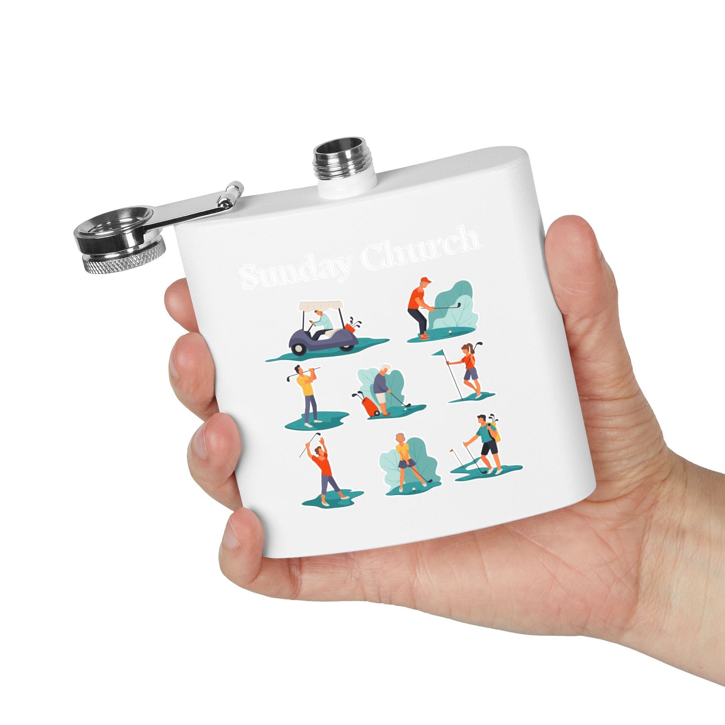 Sunday Church Golf Sleek Stainless Steel Flask