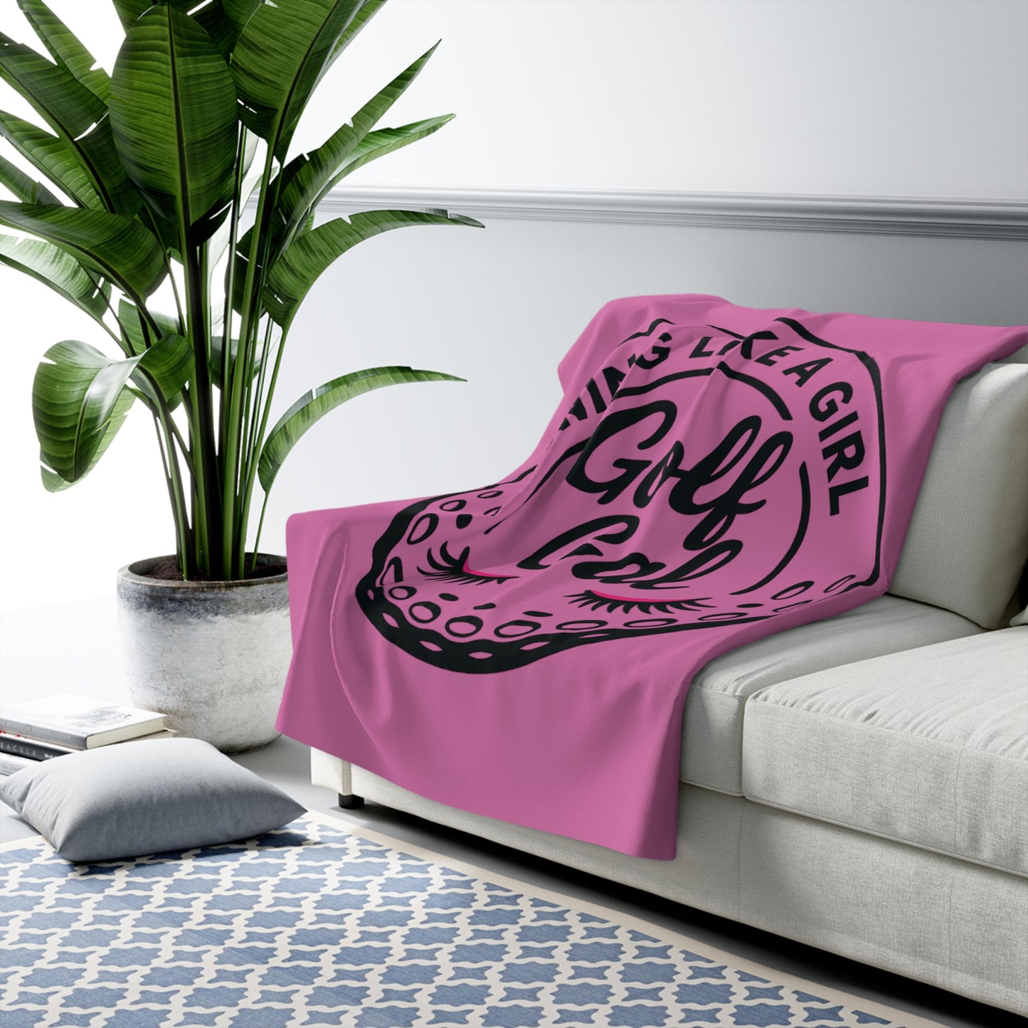 Swing Like A Girl Logo Sherpa Fleece Blanket