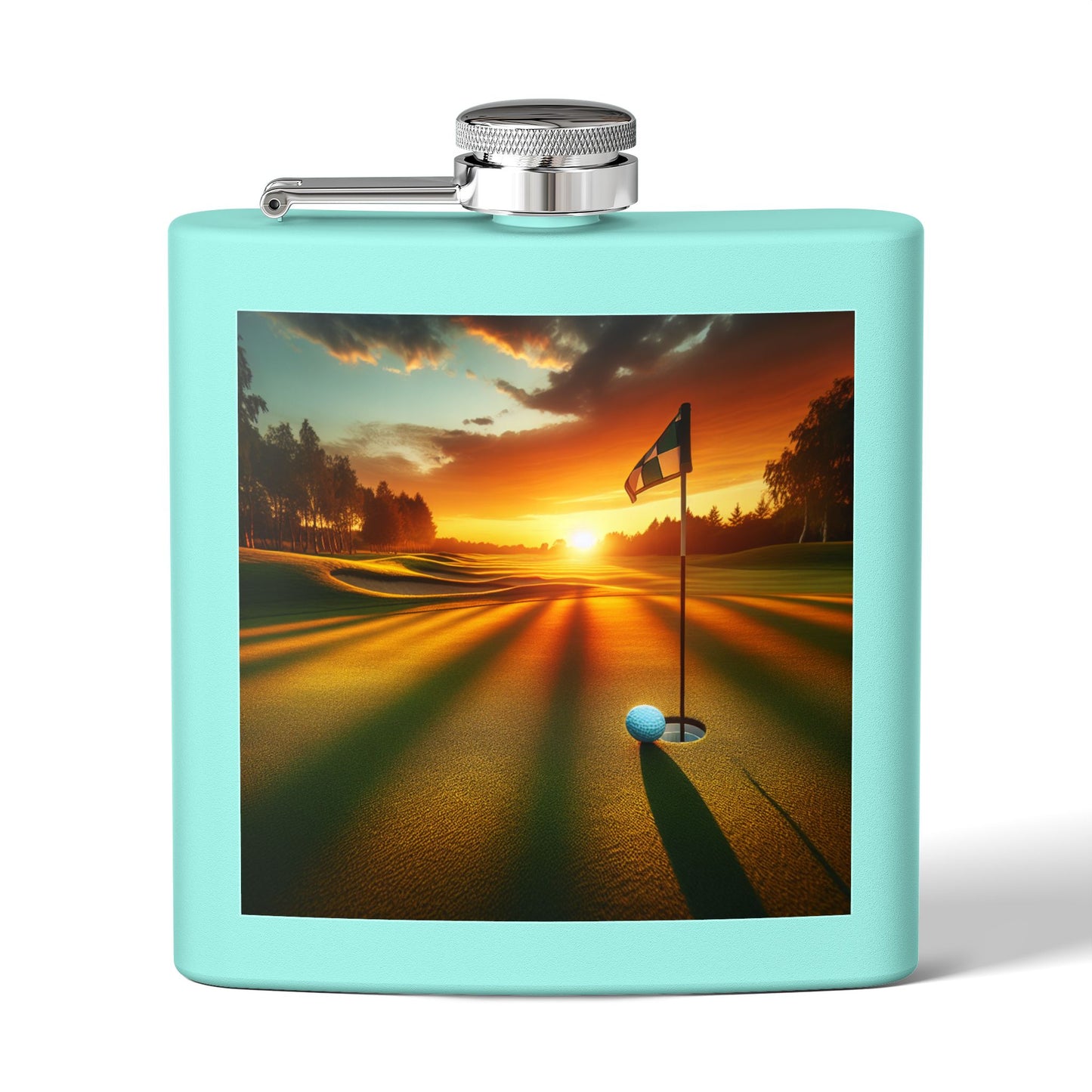 Golf at Sunset Sleek Stainless Steel Flask