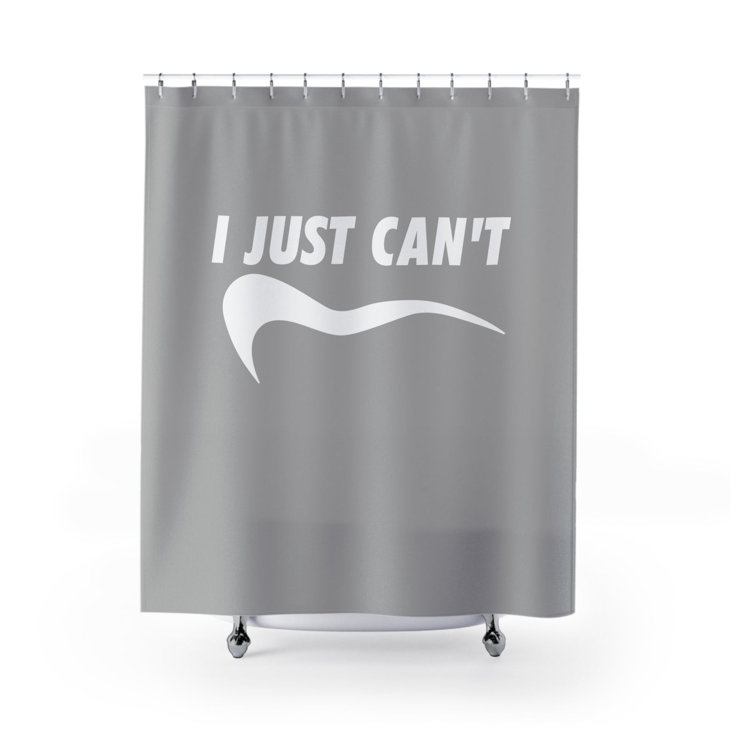 gray I just can't Shower Curtains