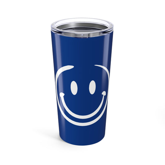 navy with white smiley face Tumbler 20oz