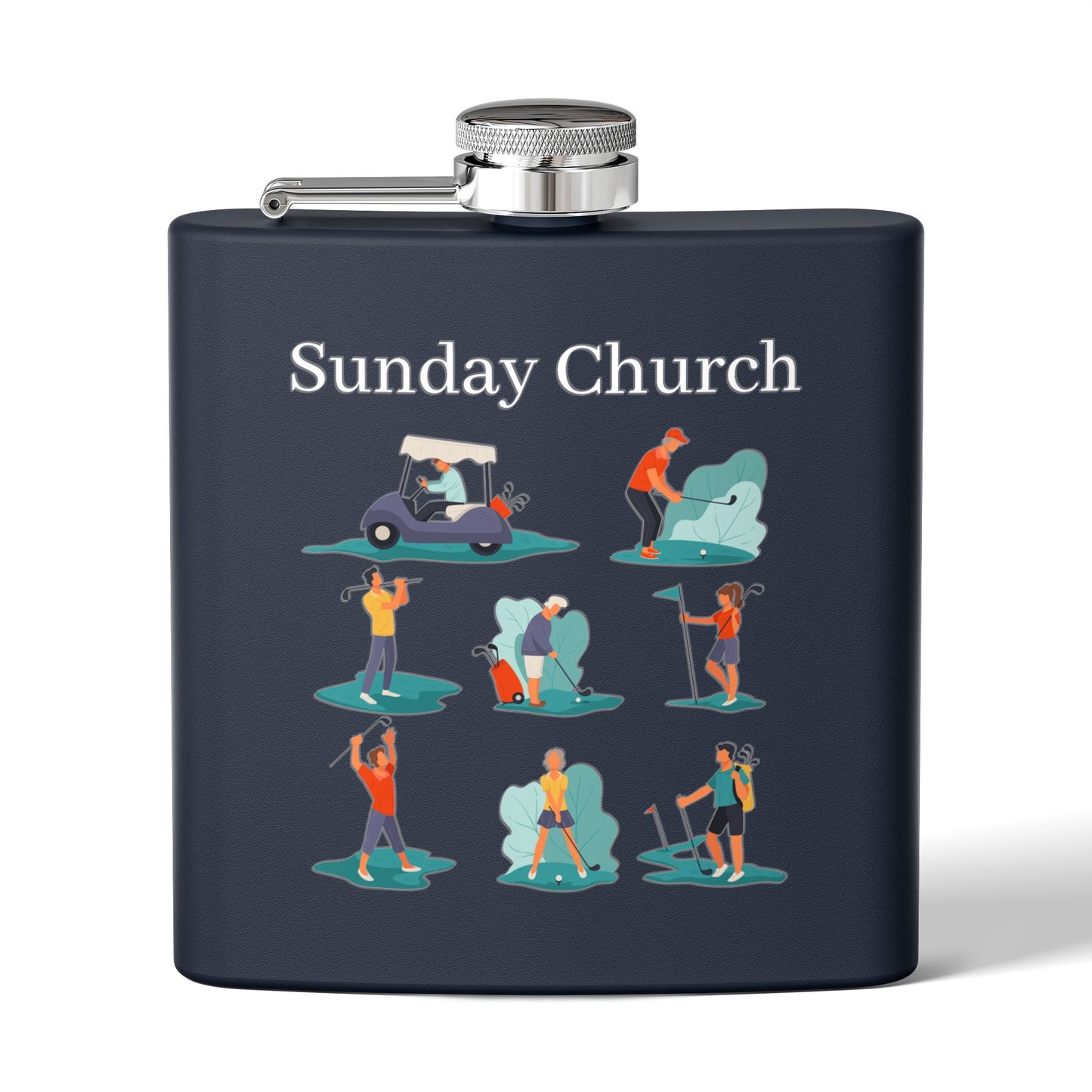 Sunday Church Golf Sleek Stainless Steel Flask