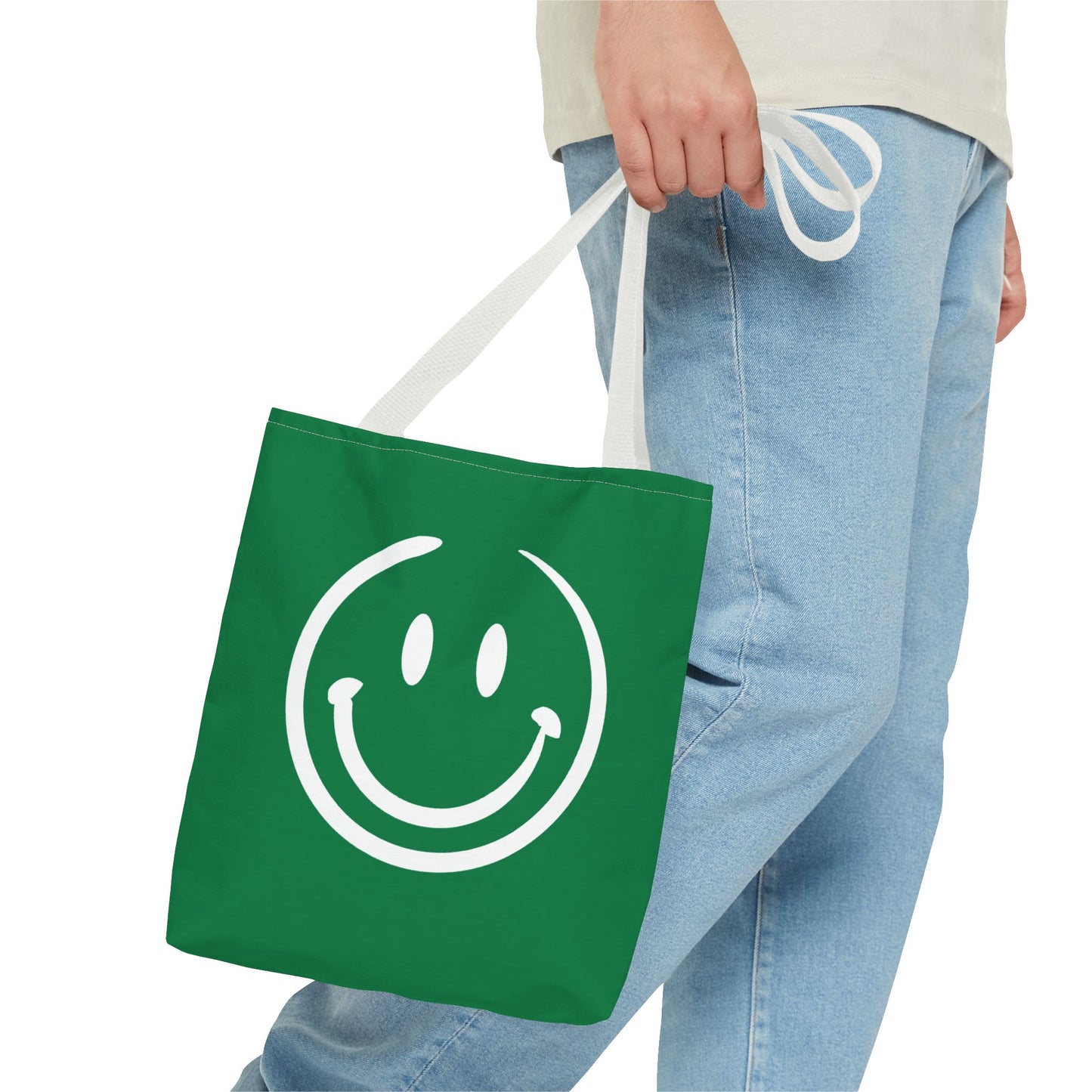 green with white smiley face Tote Bag