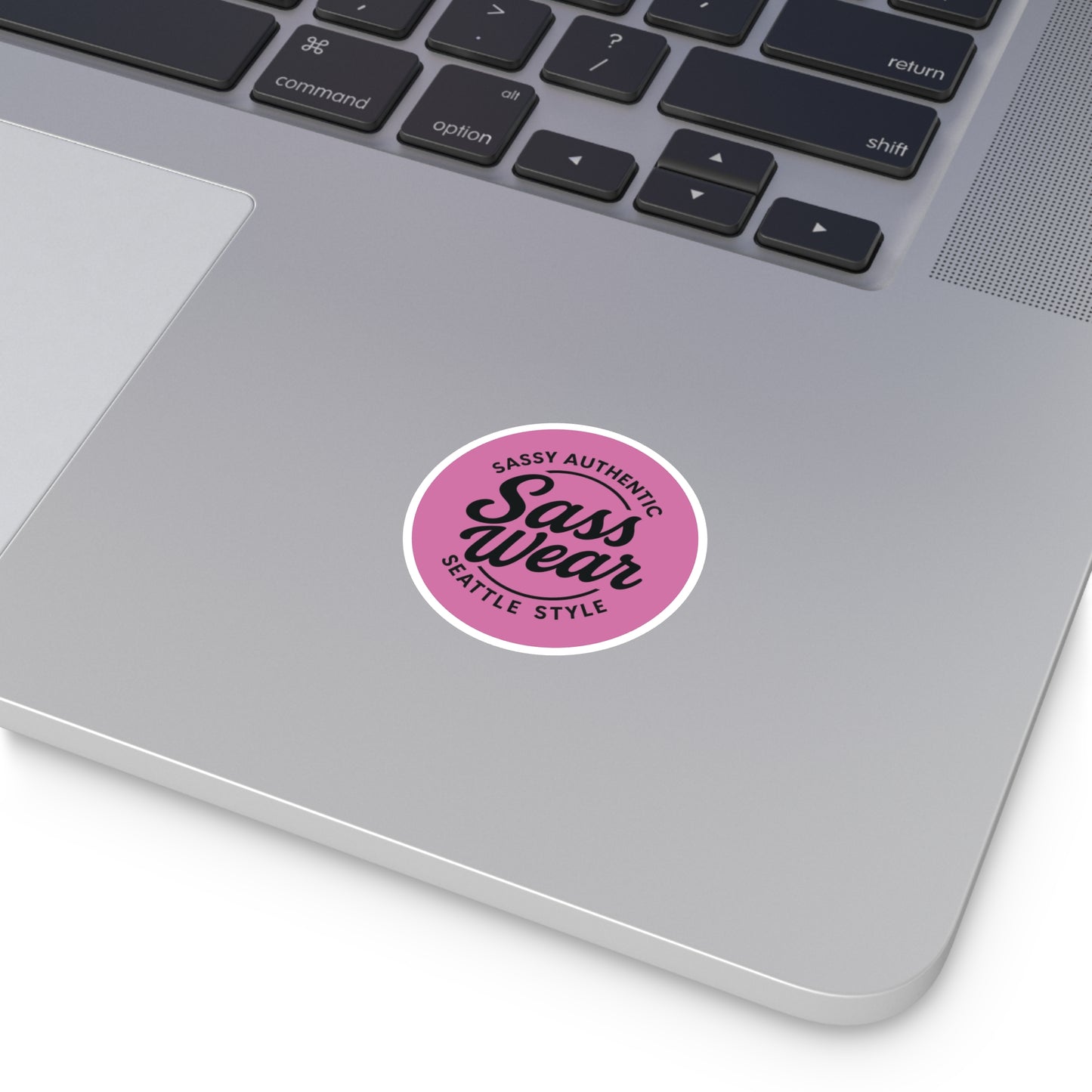 Hot pink Sass Wear Round Sticker