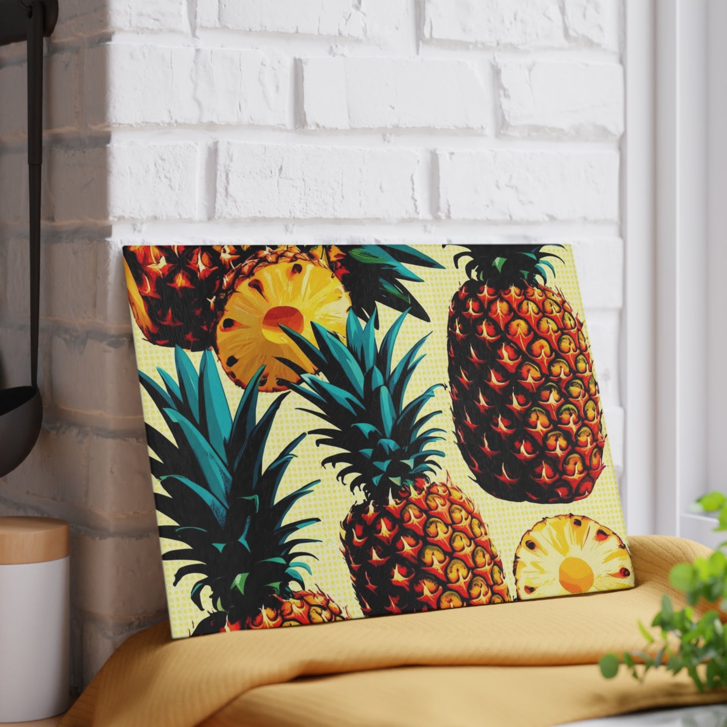 pineapples Glass Cutting Board