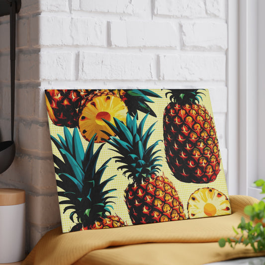 pineapples Glass Cutting Board