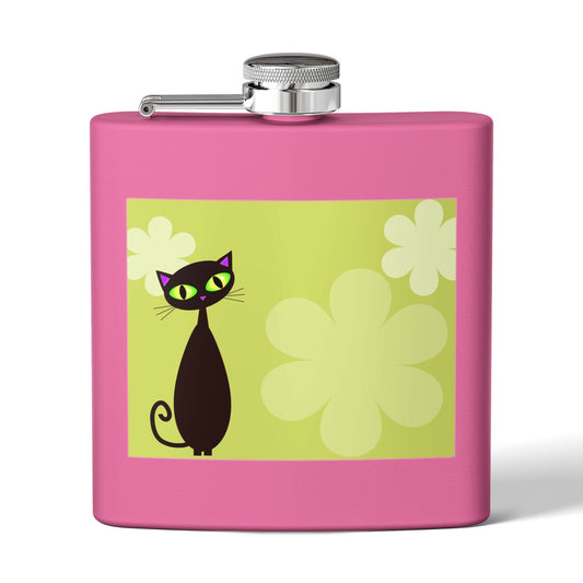 Retro Black Cat Sleek Stainless Steel Flask