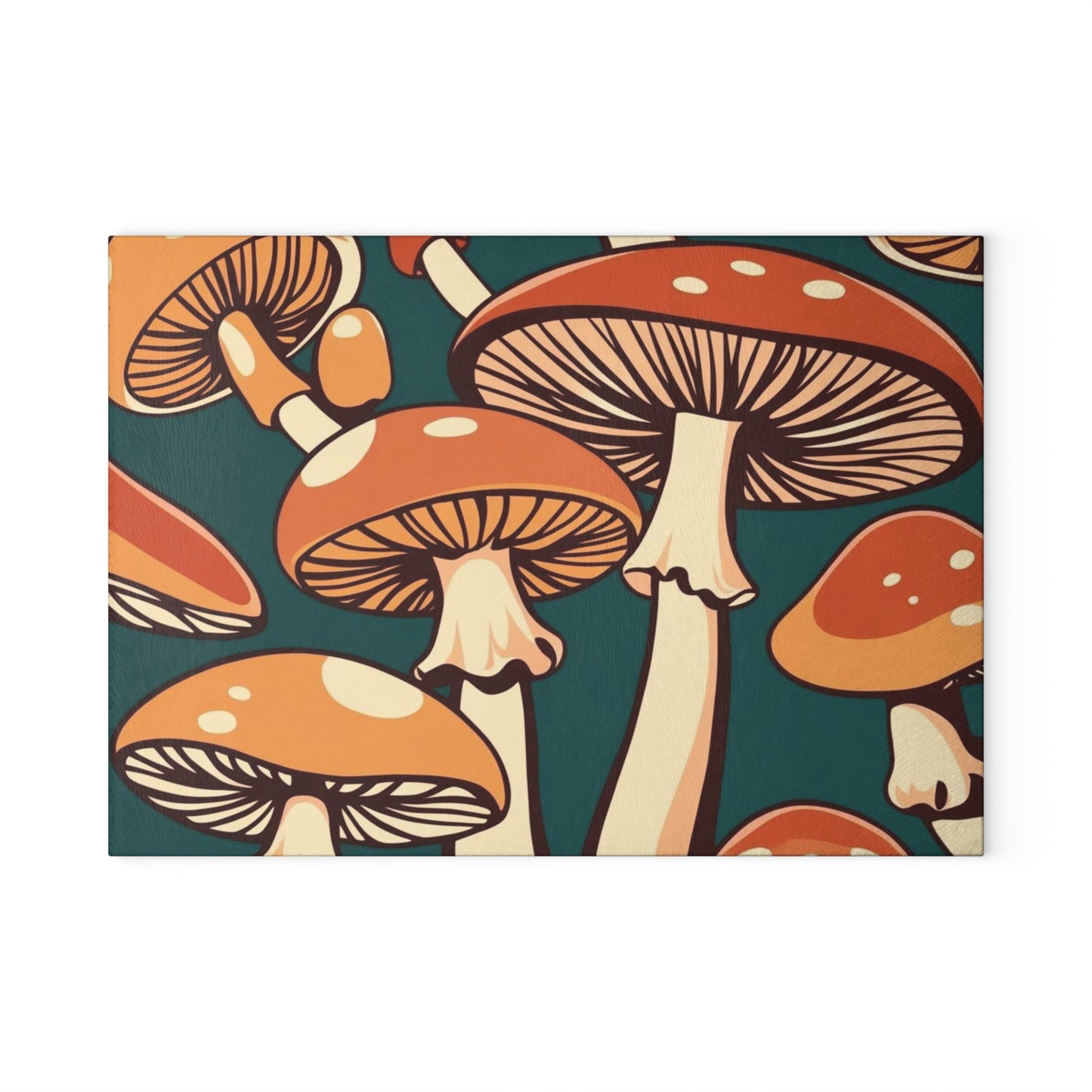 mushrooms Glass Cutting Board