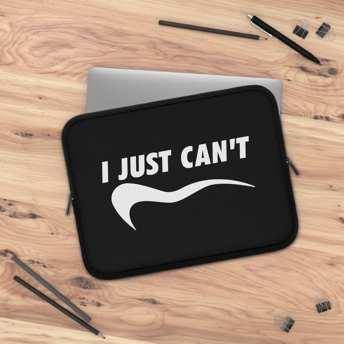 black with white i just can't Laptop Sleeve