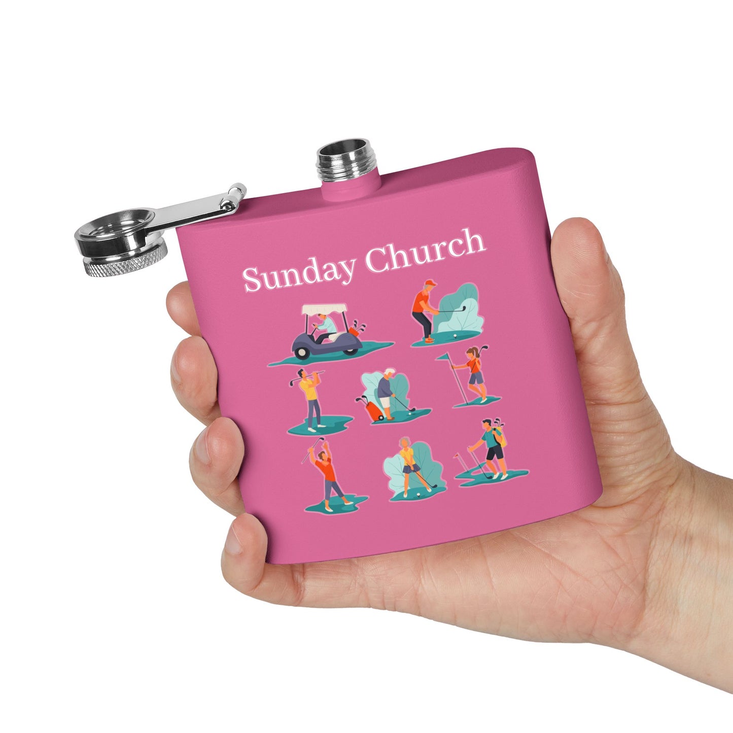 Sunday Church Golf Sleek Stainless Steel Flask