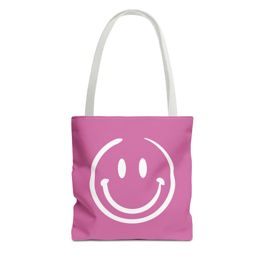 pink with white smiley face Tote Bag