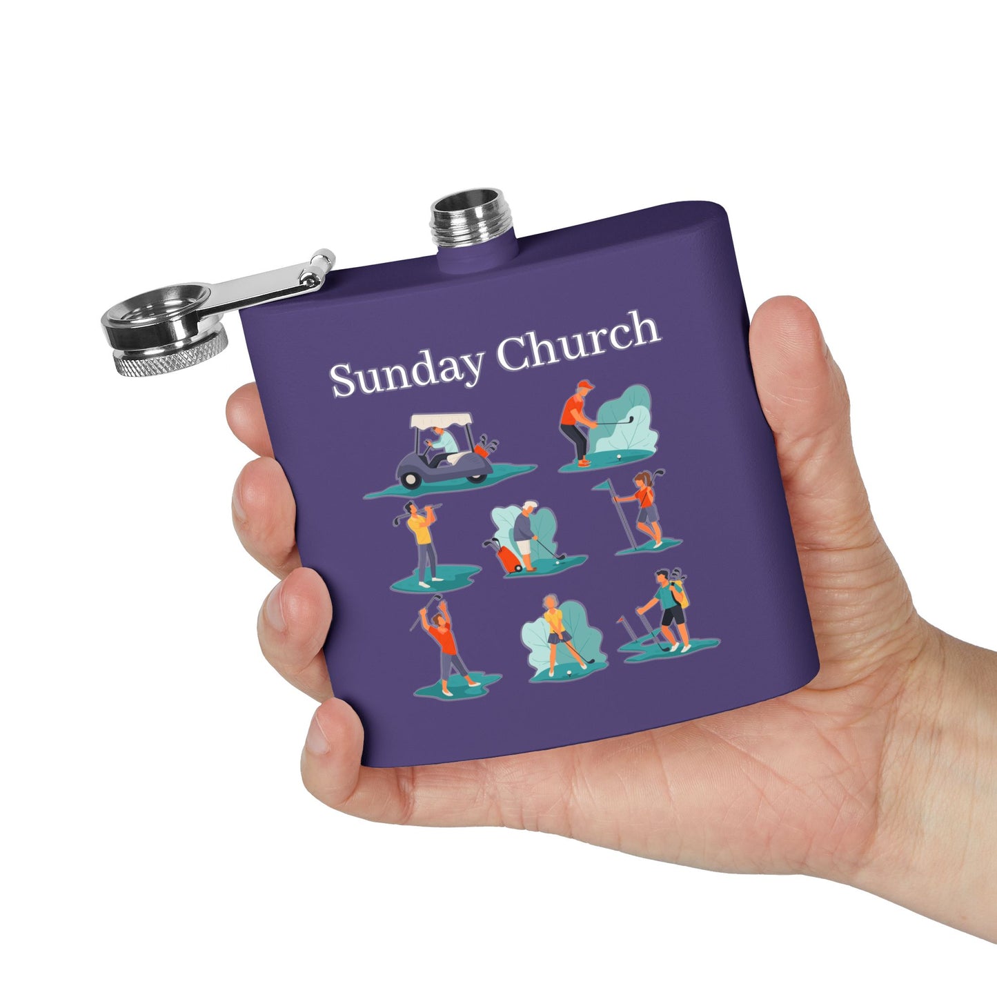 Sunday Church Golf Sleek Stainless Steel Flask