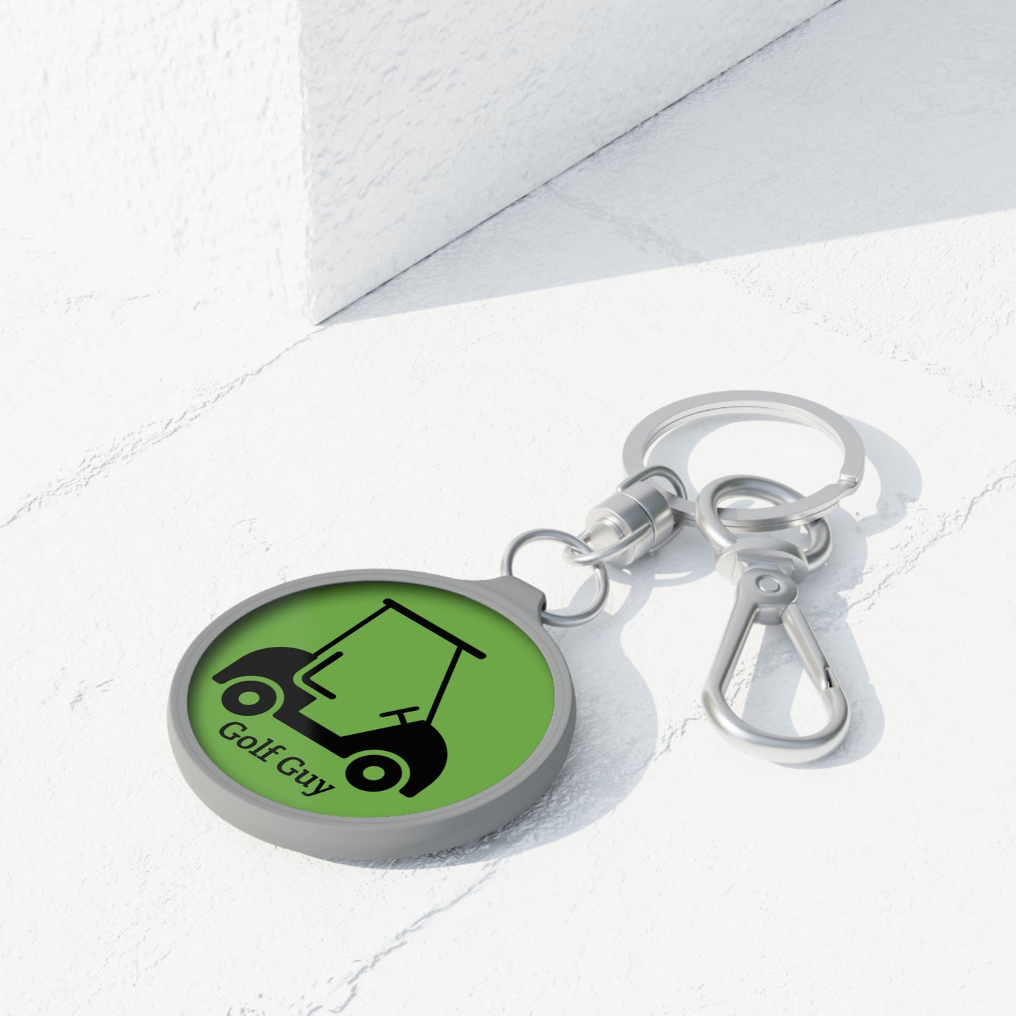 Green Golf Golf Cart Guy Keyring Tag