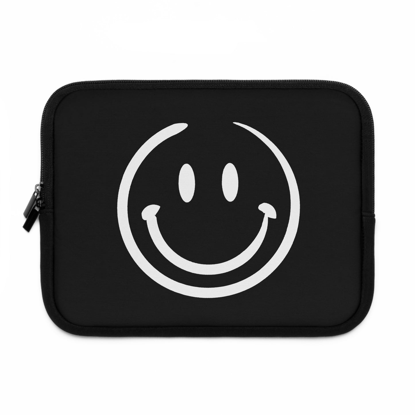 black with white smiley face Laptop Sleeve
