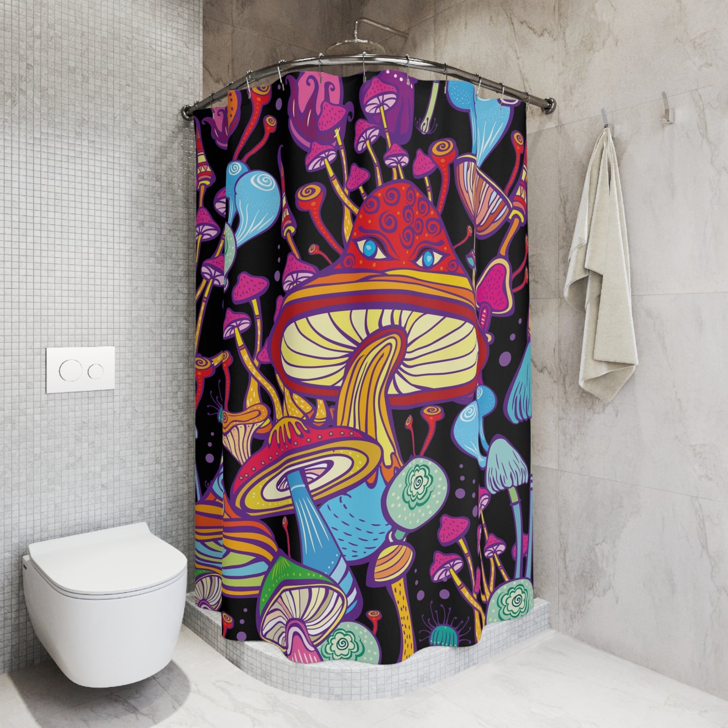 pop art mushrooms Shower Curtains