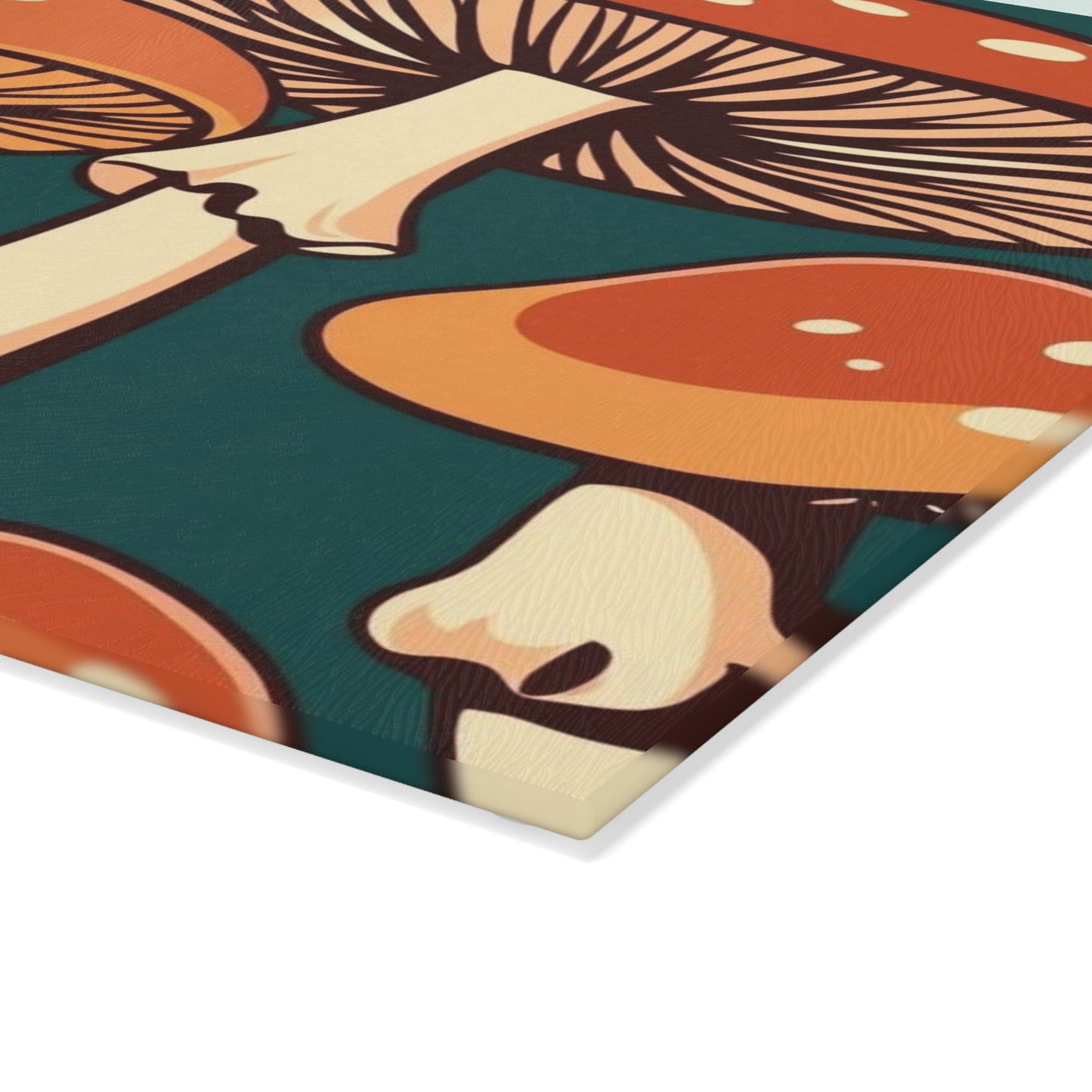 mushrooms Glass Cutting Board