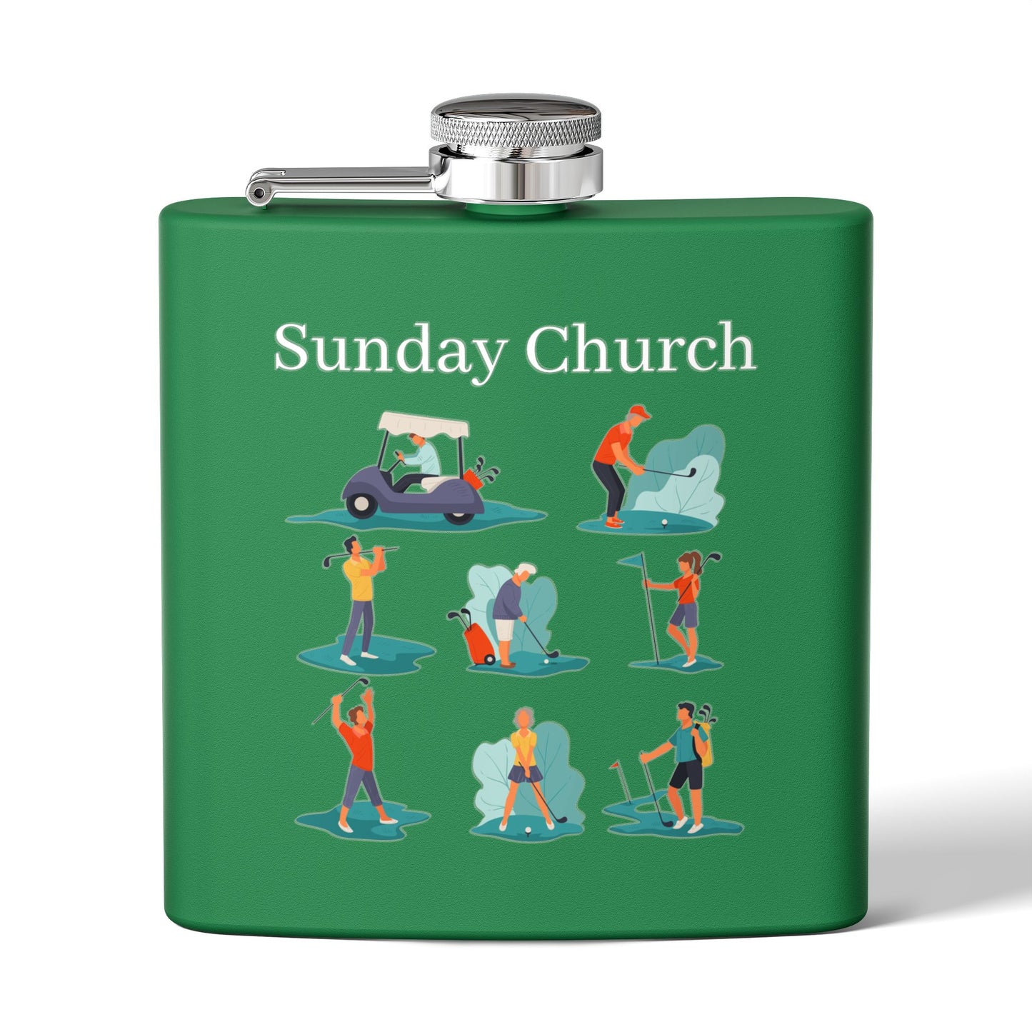Sunday Church Golf Sleek Stainless Steel Flask