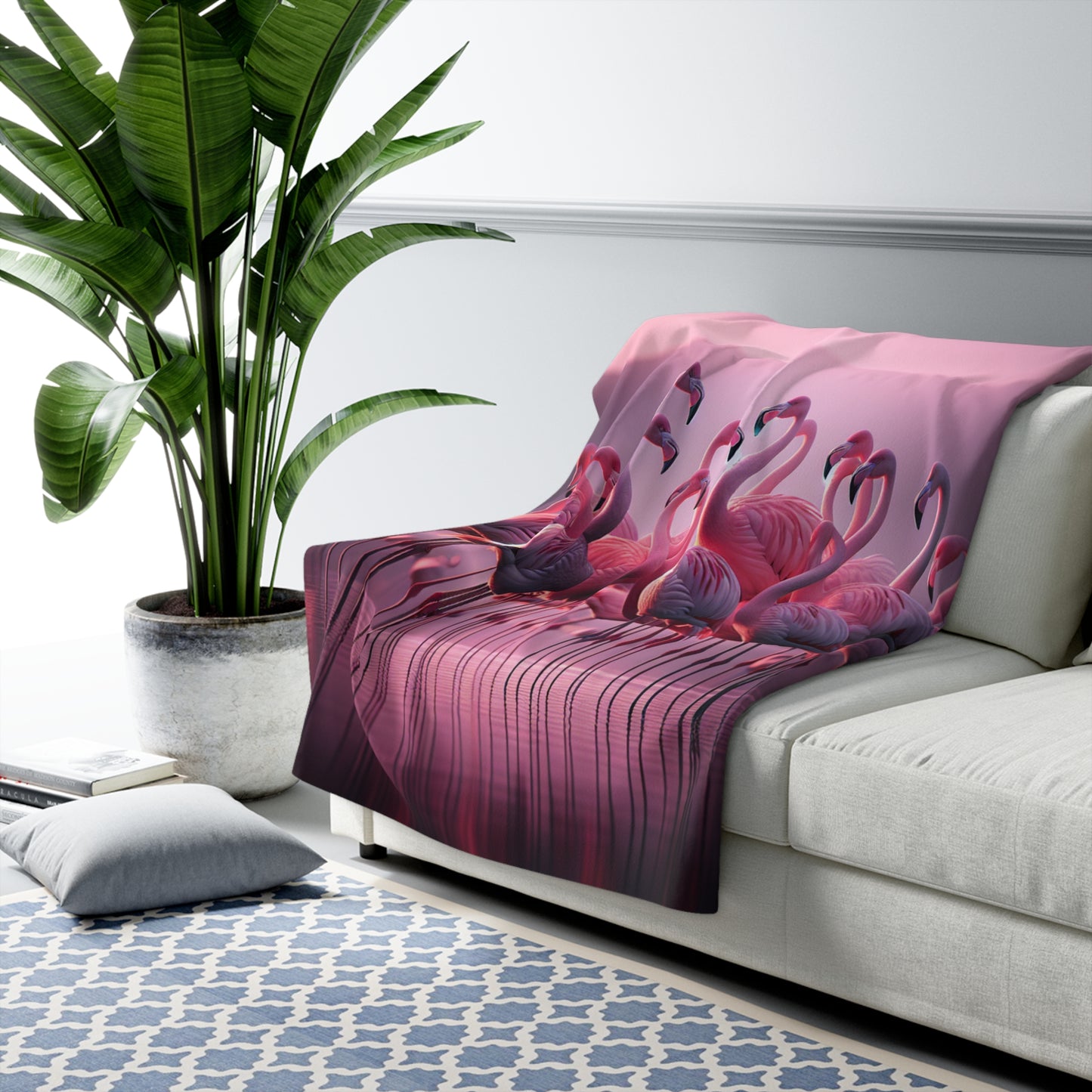 Pink Flamingo Sherpa Fleece Blanket