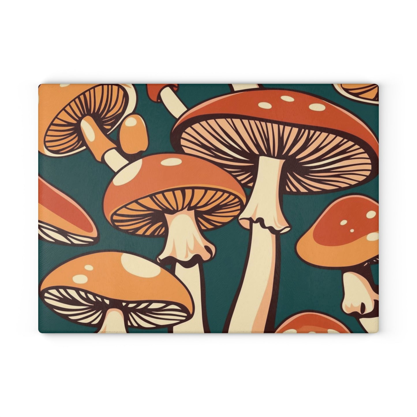 mushrooms Glass Cutting Board