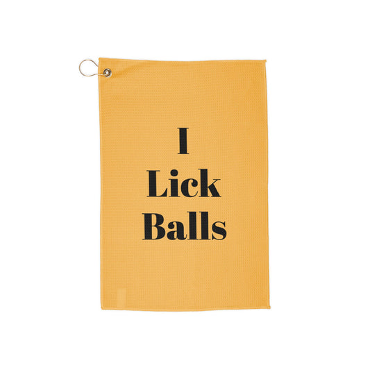 yellow I lick balls Golf Towel