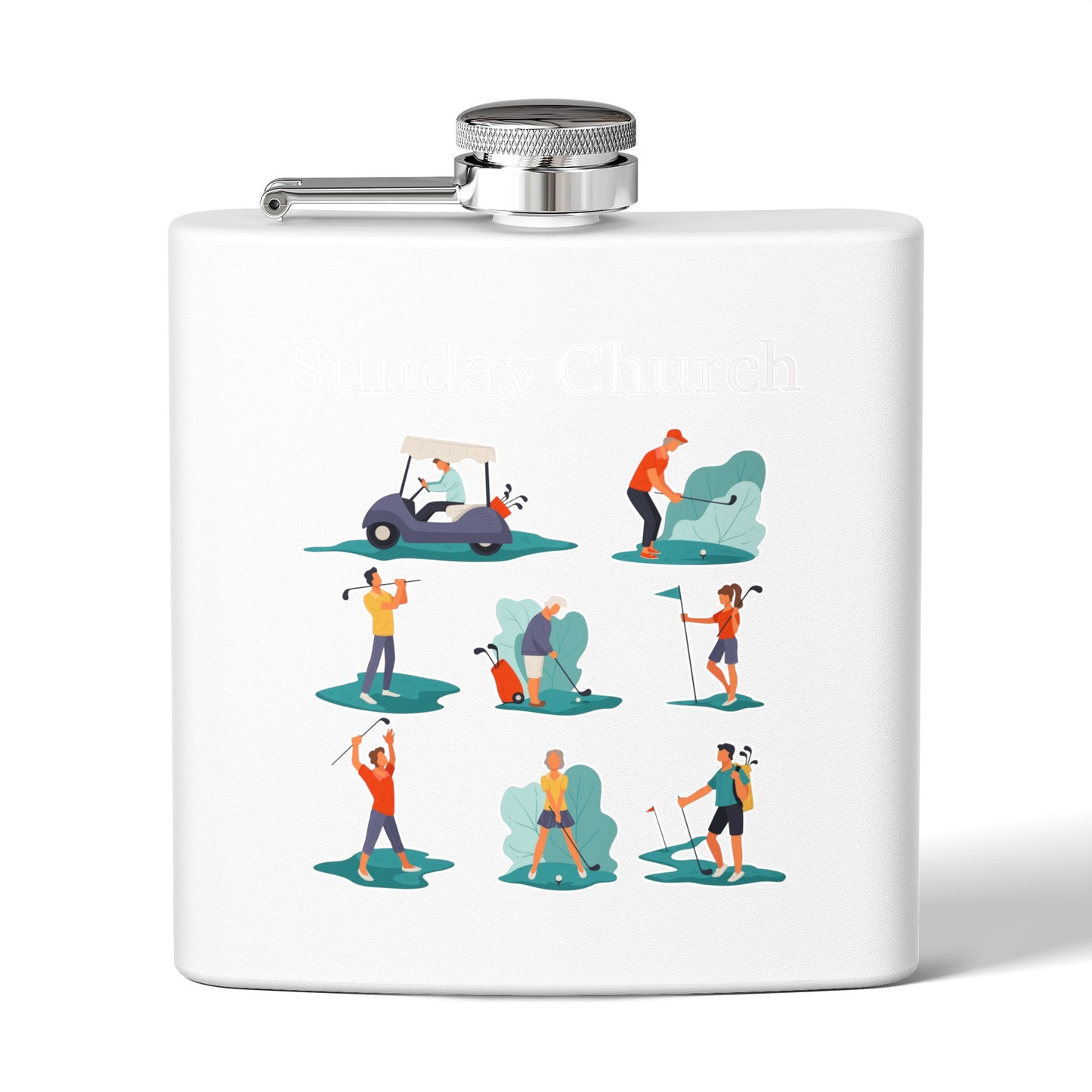 Sunday Church Golf Sleek Stainless Steel Flask
