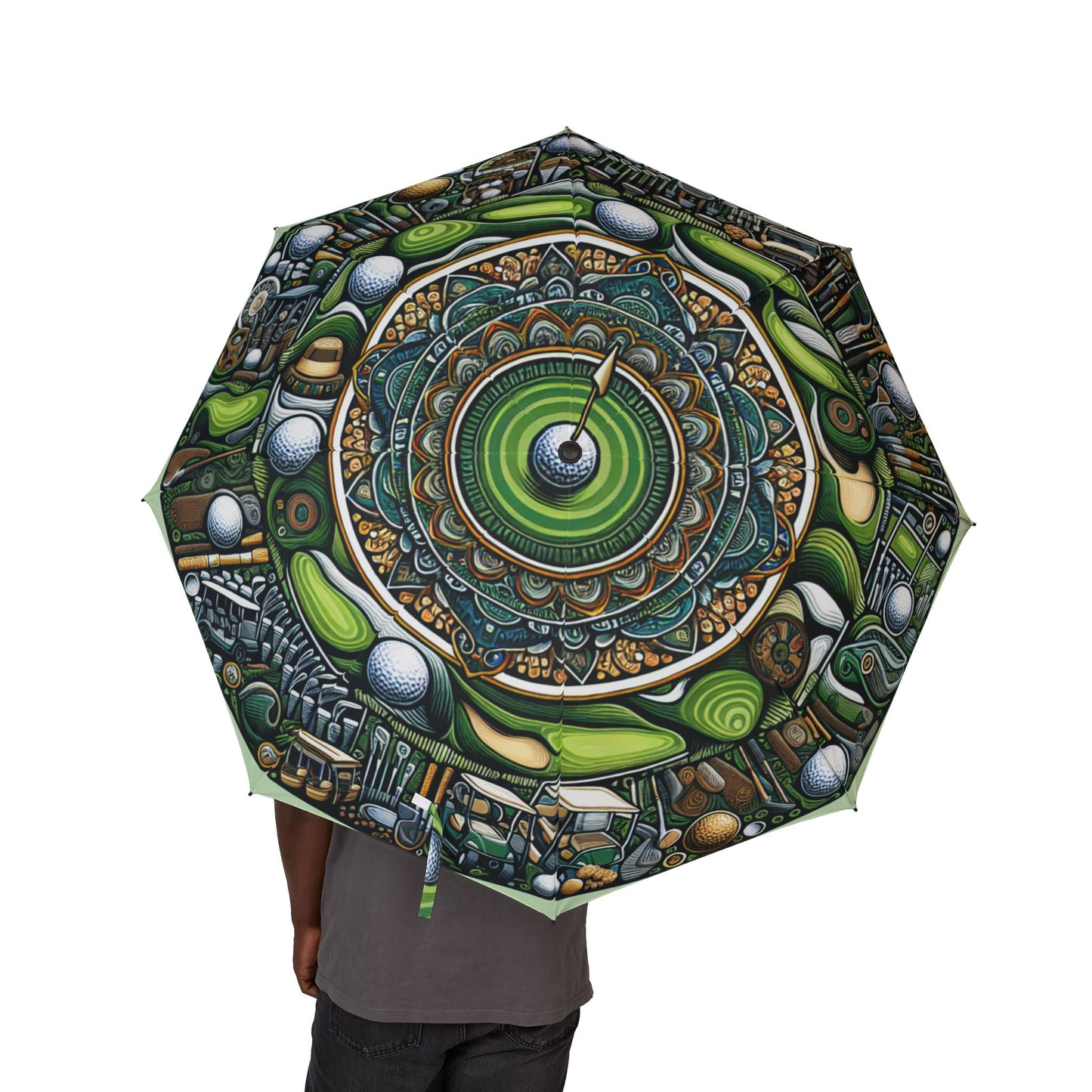 golf mandala Umbrella - Semi-Automatic Foldable Design