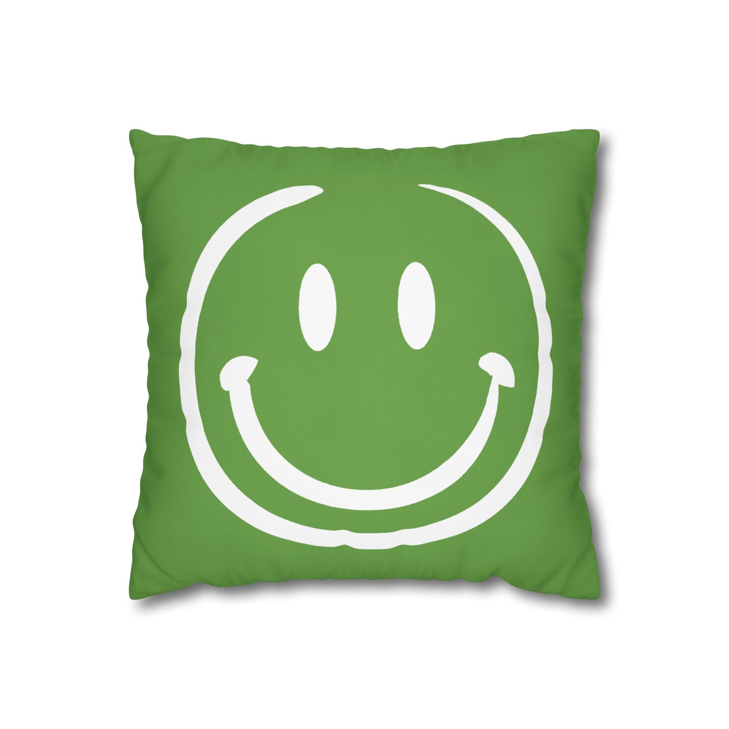 green with white smiley face Canvas Pillow cover