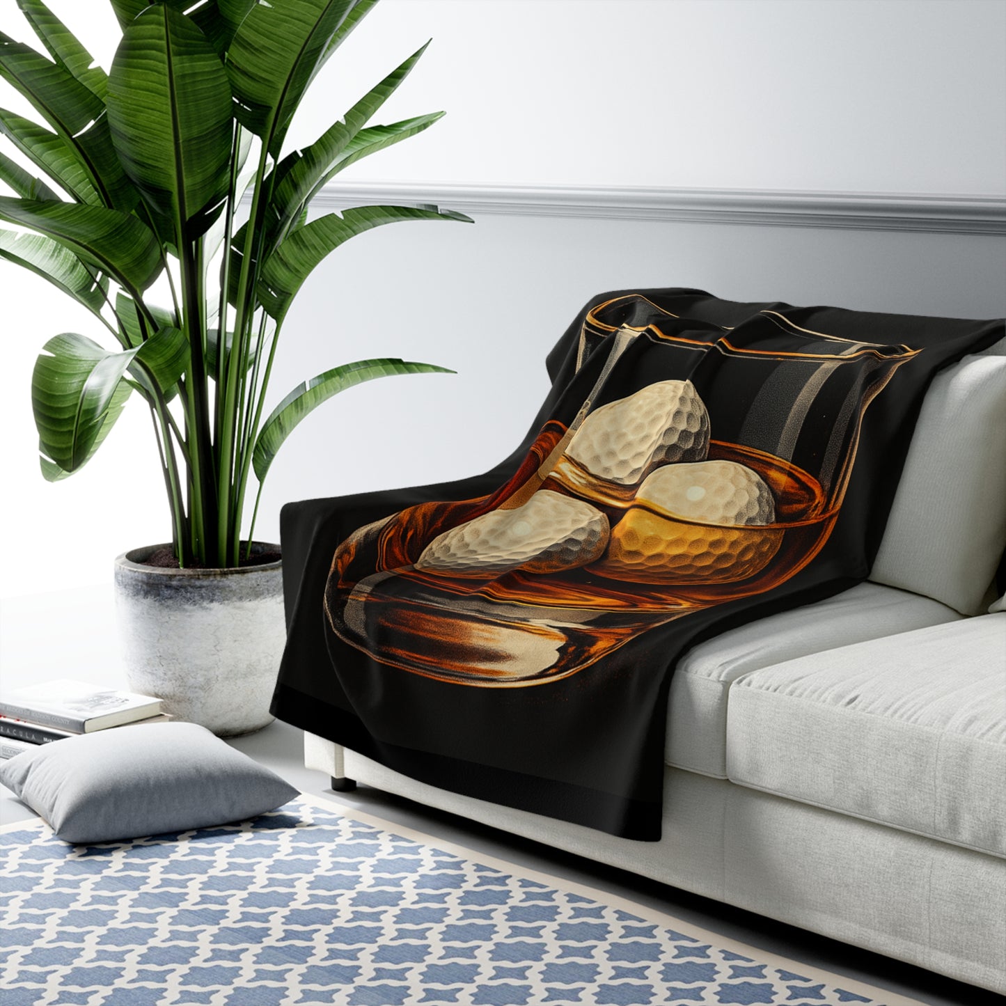 Whiskey and Golf Sherpa Fleece Blanket