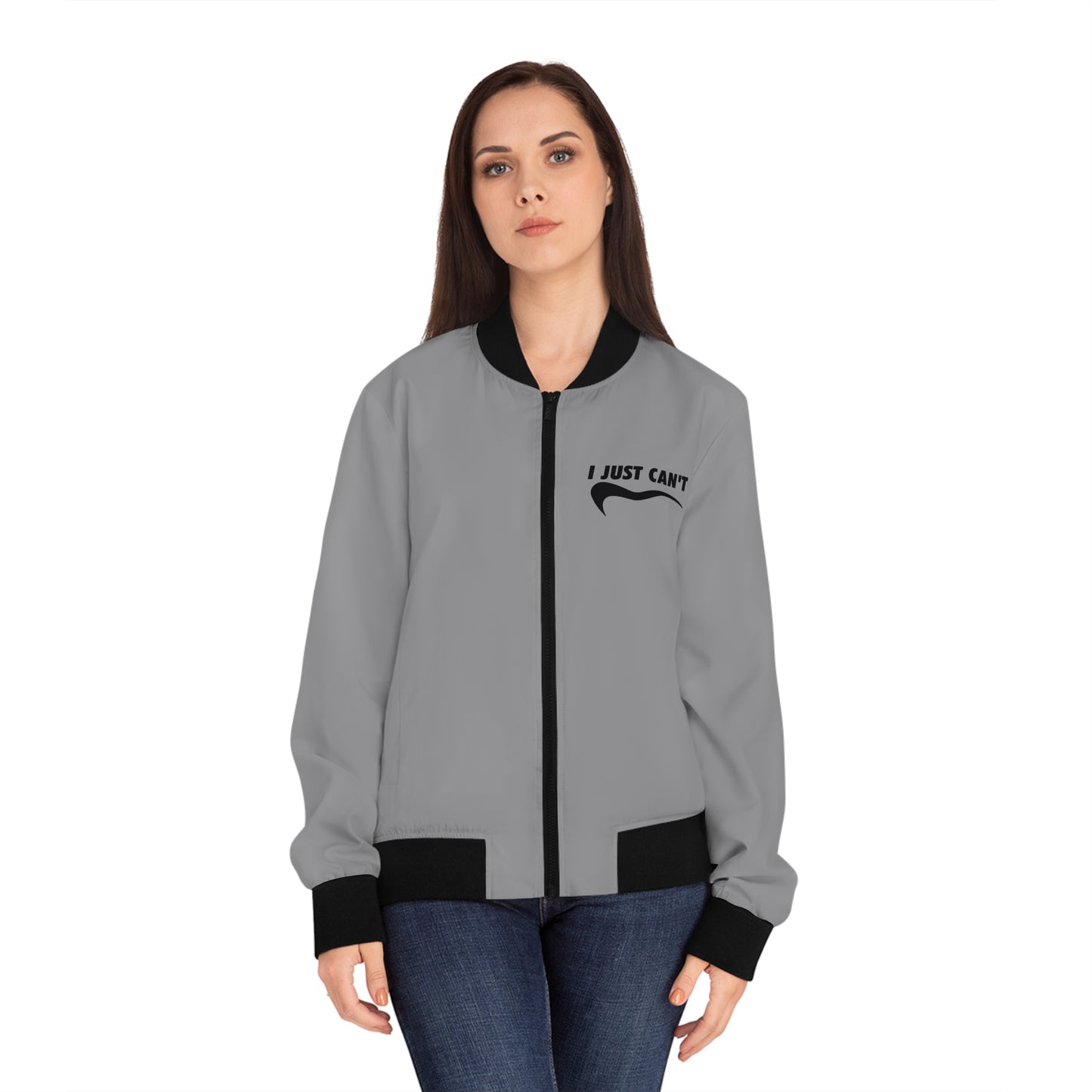 Grey I just Can't Women's Bomber Jacket