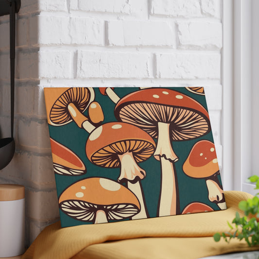 mushrooms Glass Cutting Board