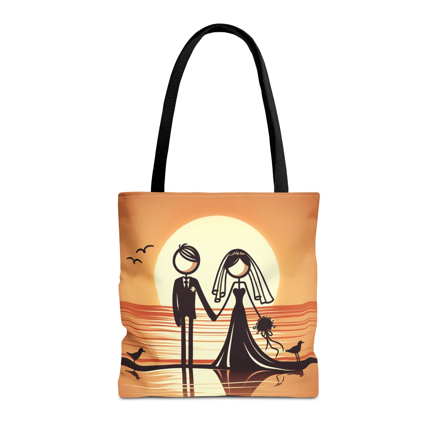 bride and groom on the beach Tote Bag